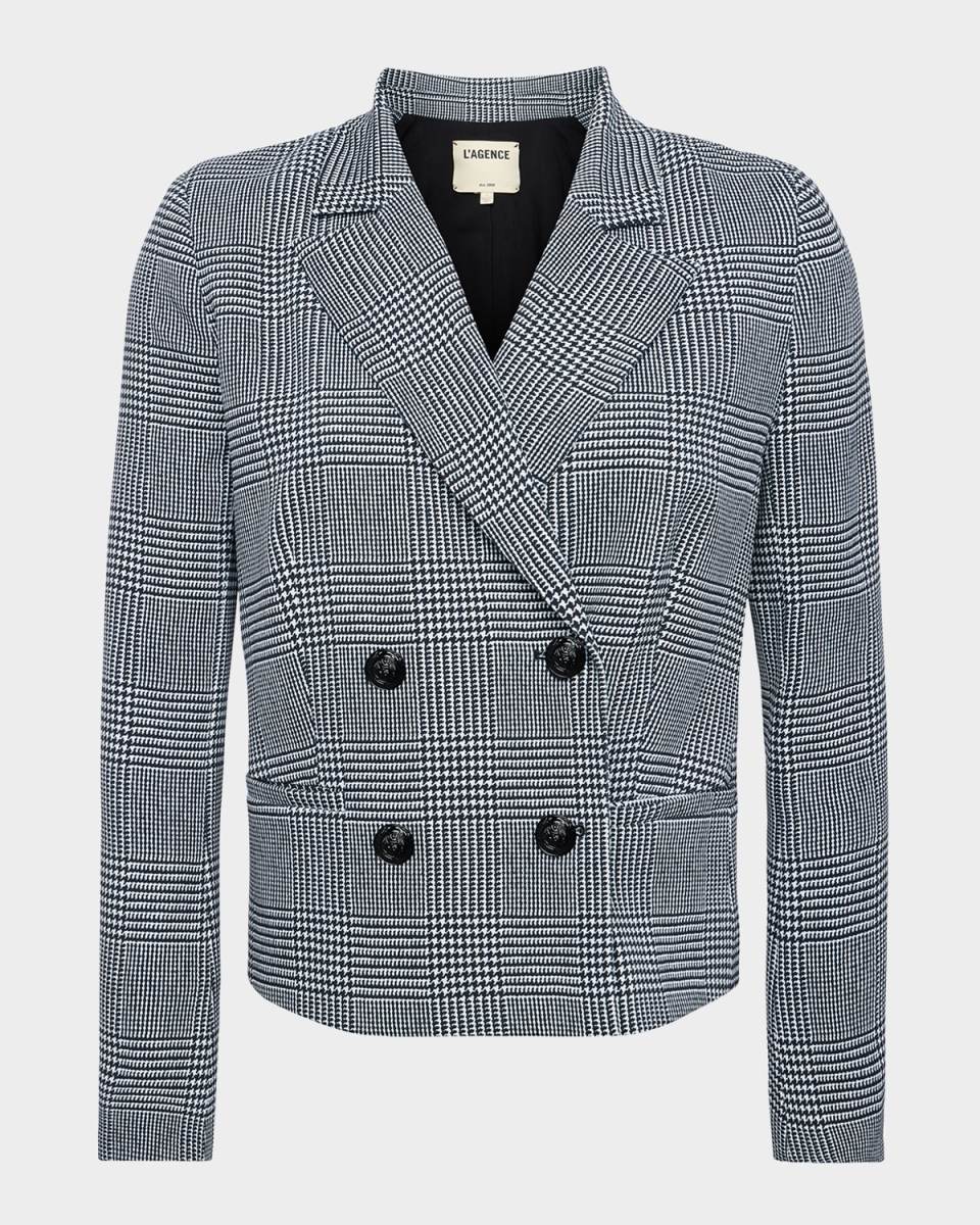 Atmore Houndstooth Double-Breasted Blazer